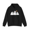 3 ghosts on a black sweatshirt
